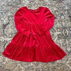 Tahari Elegant Red Velvet Beaded Kids Dress